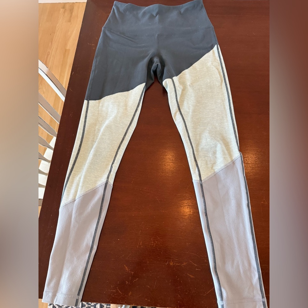 Zella Gray, light teal and blue Colorblock Leggings